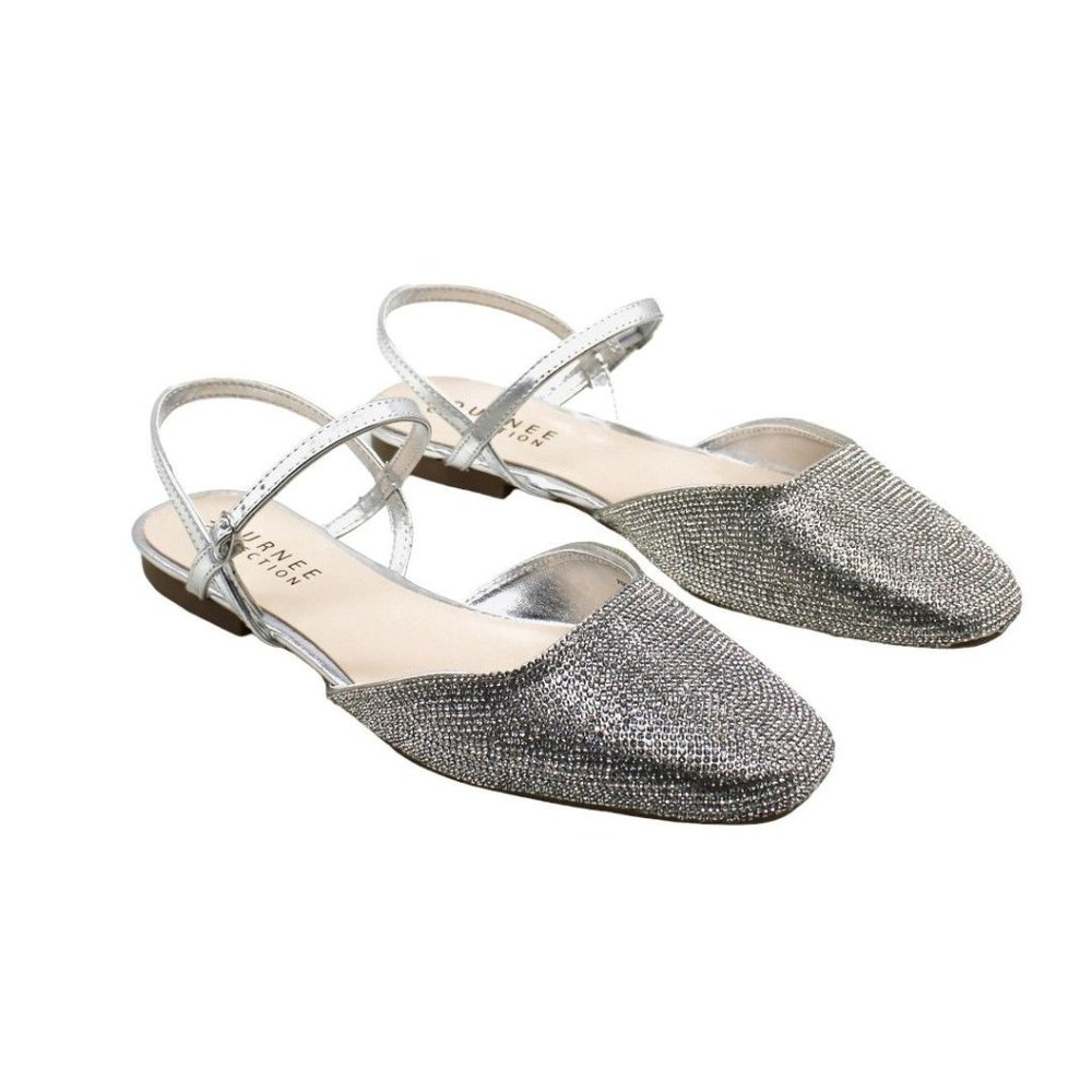 Journee Collection Silver Sparkle Slingback Flats